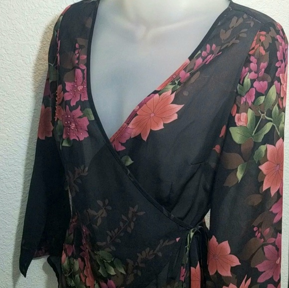 Rockmans 3/4 Sleeve Floral Print Blouse/Wrap/Top - Picture 4 of 8